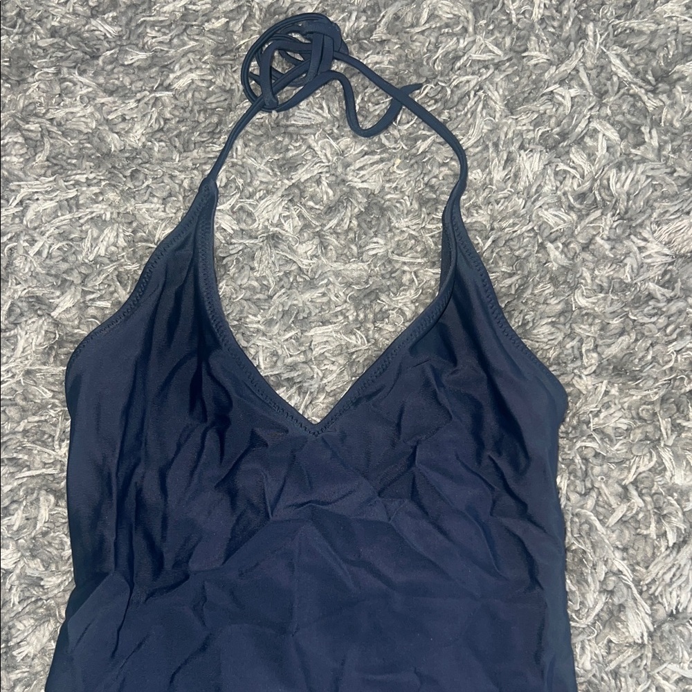 Navy Blue Halter Bathing suit - Picture 2 of 7